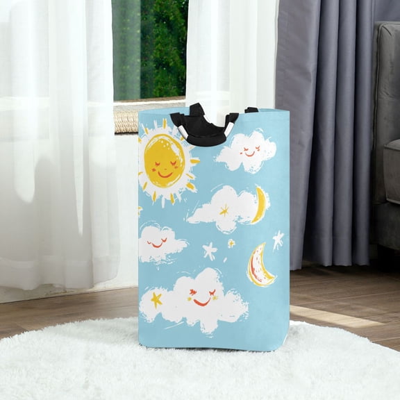 Sunny Day Foldable Laundry Hamper 12.6x11x22.7in with Handles for Bathroom Bedroom Storage