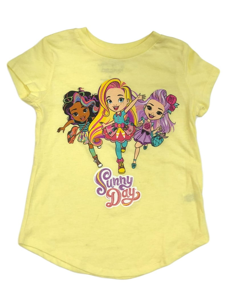 Sunny Day Girls Yellow Glitter Short Sleeve T-Shirt Tee Shirt 5