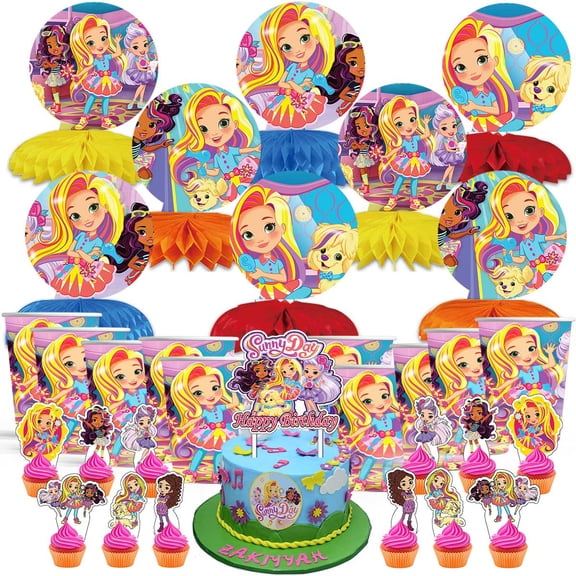 Sunny Day Party Supplies Decor Cups Fans Decorations Honeycomb Centerpieces Cake Toppers