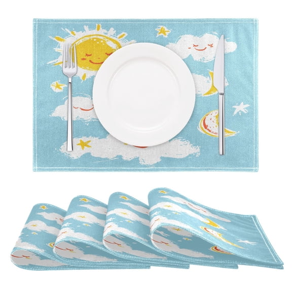 Sunny Day Reversible Placemat Non Slip Coffee Mat 18x12 Inch for Dining, Kitchen, Coffee