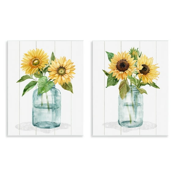 Stupell Industries Sunny Day Sunflowers 2 Piece Wall Plaque Art Set, design by Livi Finn