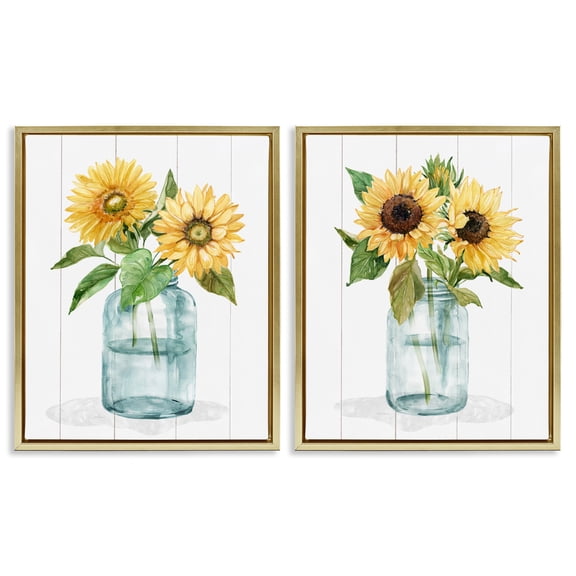 Stupell Industries Sunny Day Sunflowers 2 Piece Gold Framed Floater Canvas Set, design by Livi Finn
