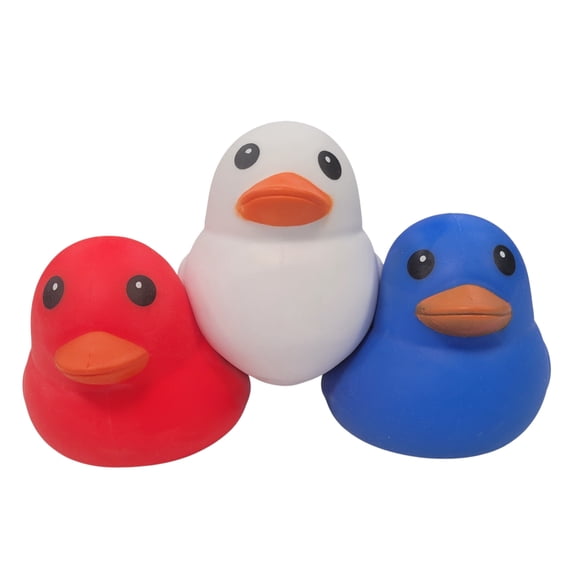Sunny Days 6-Inch Squishy Ducks Set, Red, White, and Blue, 3 Pack