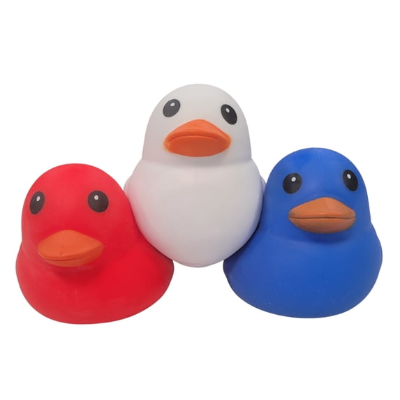 Sunny Days 6-Inch Squishy Ducks Set, Red, White, and Blue, 3 Pack