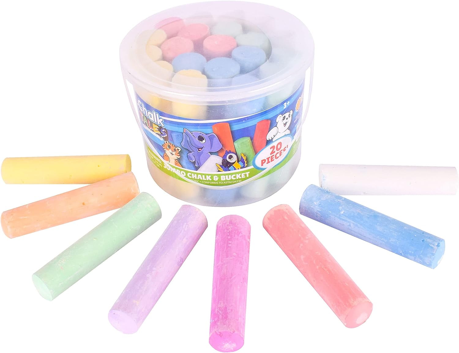 Sunny Days Entertainment Maxx Chalk Sidewalk Chalk with Storage Bucket, (20 Pack)