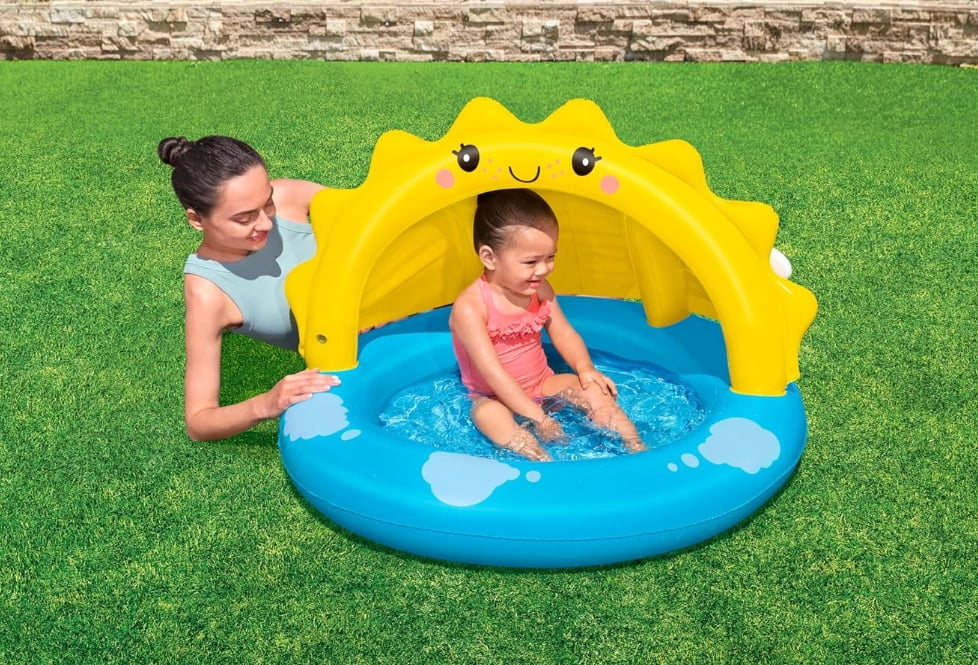 Sunny Days Inflatable Kiddie Pool with Sunshade 40x38x28 Inches