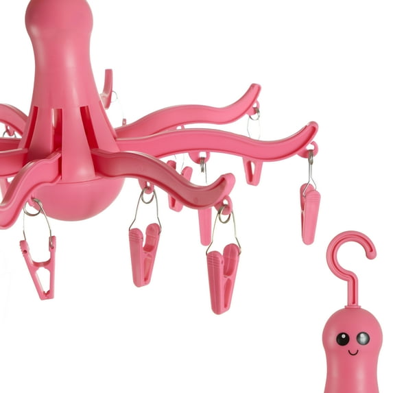 Sunny Days Pink Octopus Foldable Drying Hanger, 16 Pegs
