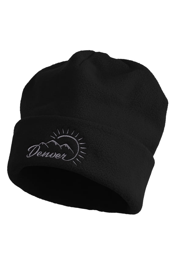 Sunny Denver Embroidered Big Size Reversible Micro Fleece Cap - Black XL-3XL