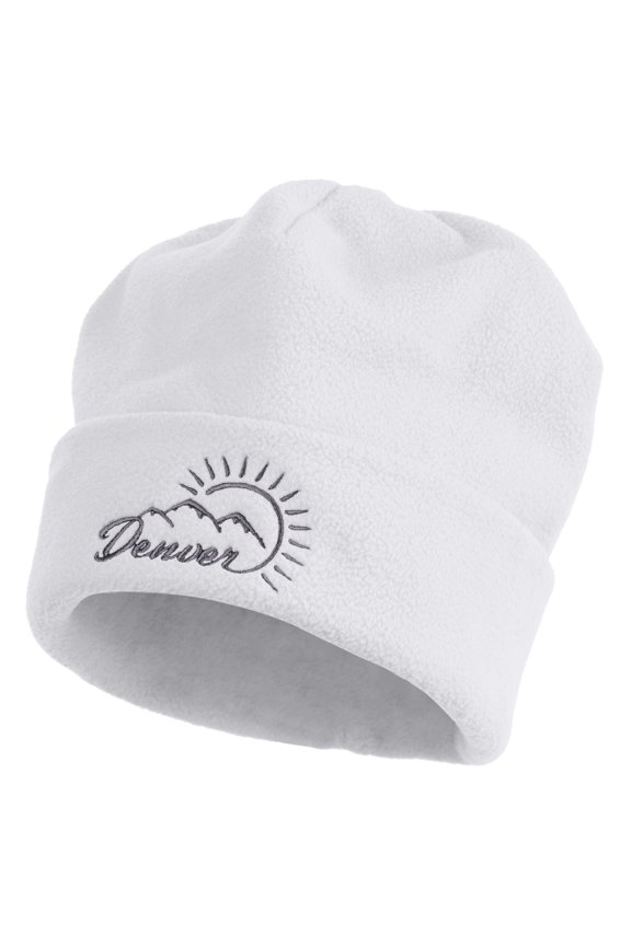 Sunny Denver Embroidered Big Size Reversible Micro Fleece Cap - White XL-3XL