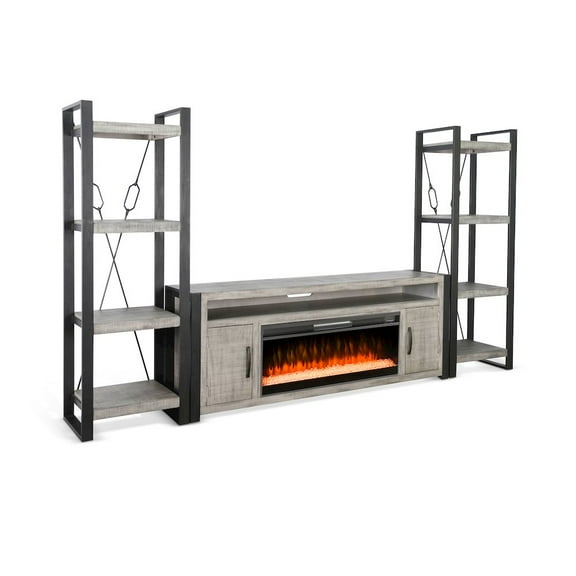 Sunny Designs 126" Media Wall with Electric Fireplace