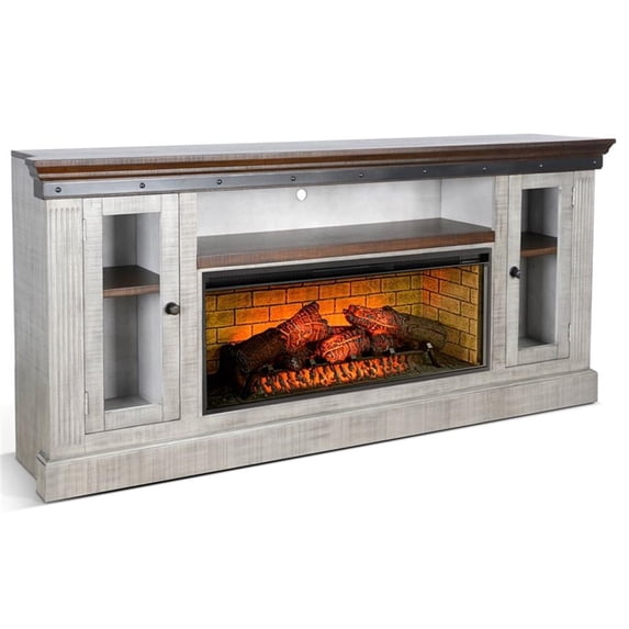 Sunny Designs 128" Entertainment Wall with Electric Fireplace