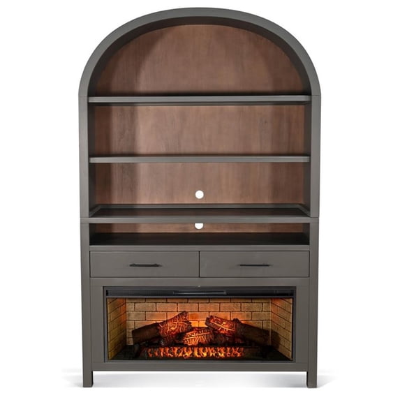 Sunny Designs 51.5" Wide Arch Bookcase with Electric Fireplace