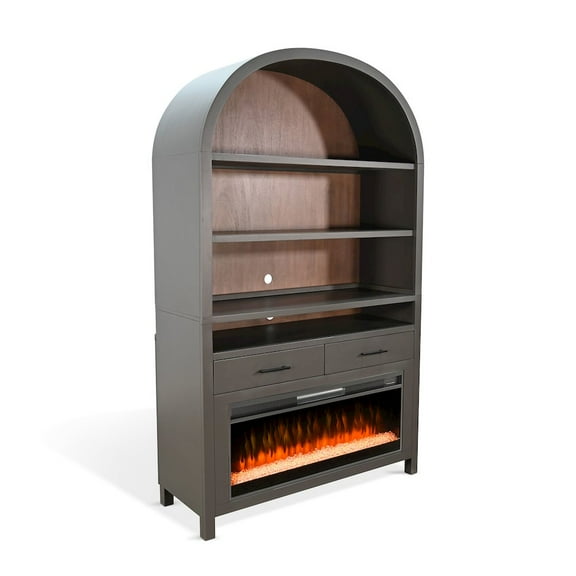 Sunny Designs 51.5" Wide Arch Bookcase with Electric Fireplace