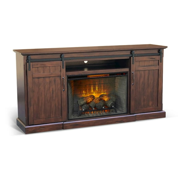 Sunny Designs 78" Barn Door Media Console with Electric Fireplace