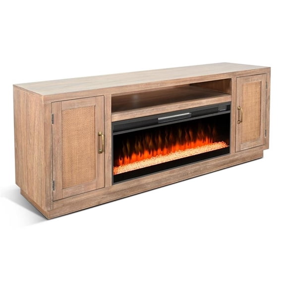 Sunny Designs 78" Cane Media Console with Electric Fireplace