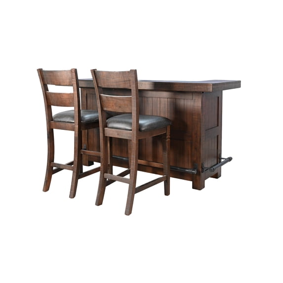 Sunny Designs 80" Traditional Wood Home Bar with Stools