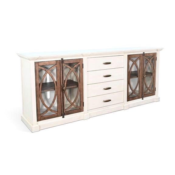 Sunny Designs Elegant 90" Media Console with Glass Paneled Doors