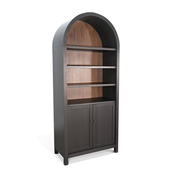 Sunny Designs Arched Display Cabinet with Doors, Black