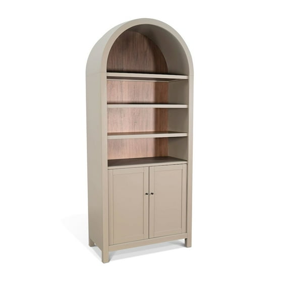 Sunny Designs Arched Wood Display Cabinet with Solid Wood Doors, Natural Finish, 84" Height