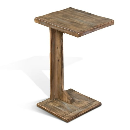 Sunny Designs Arizona 12.5" Transitional Wood Sofa Mate Table in Weathered Brown