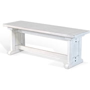Sunny Designs Bayside 48" Farmhouse Mahogany Wood Side Bench in Marble White