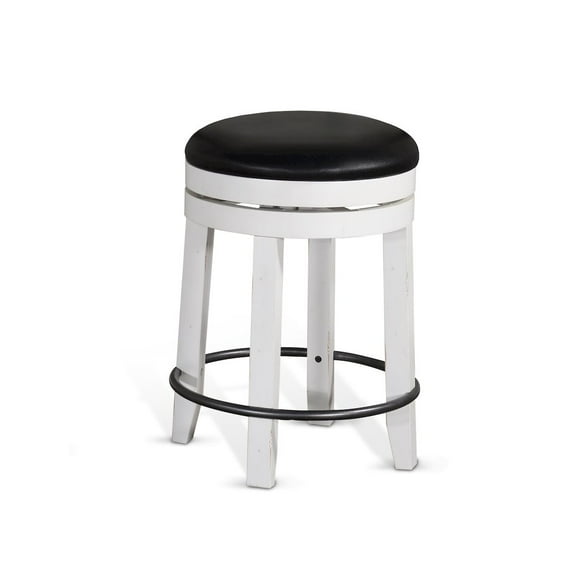 Sunny Designs 24" Carriage House Backless Swivel Stool in White/Brown (Set of 2)