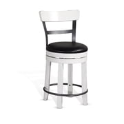 Sunny Designs 24" Carriage House Swivel Barstool in White/Dark Brown Set of 2