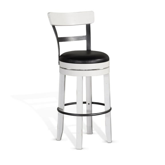 Sunny Designs Carriage House 30" Swivel Barstool with Back in White (Set of 2)