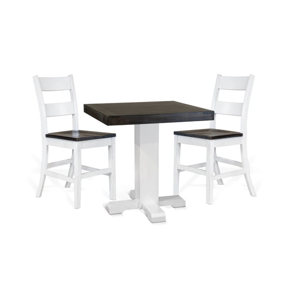 Sunny Designs Carriage House 36" Wood Pub Table in White/Dark Brown