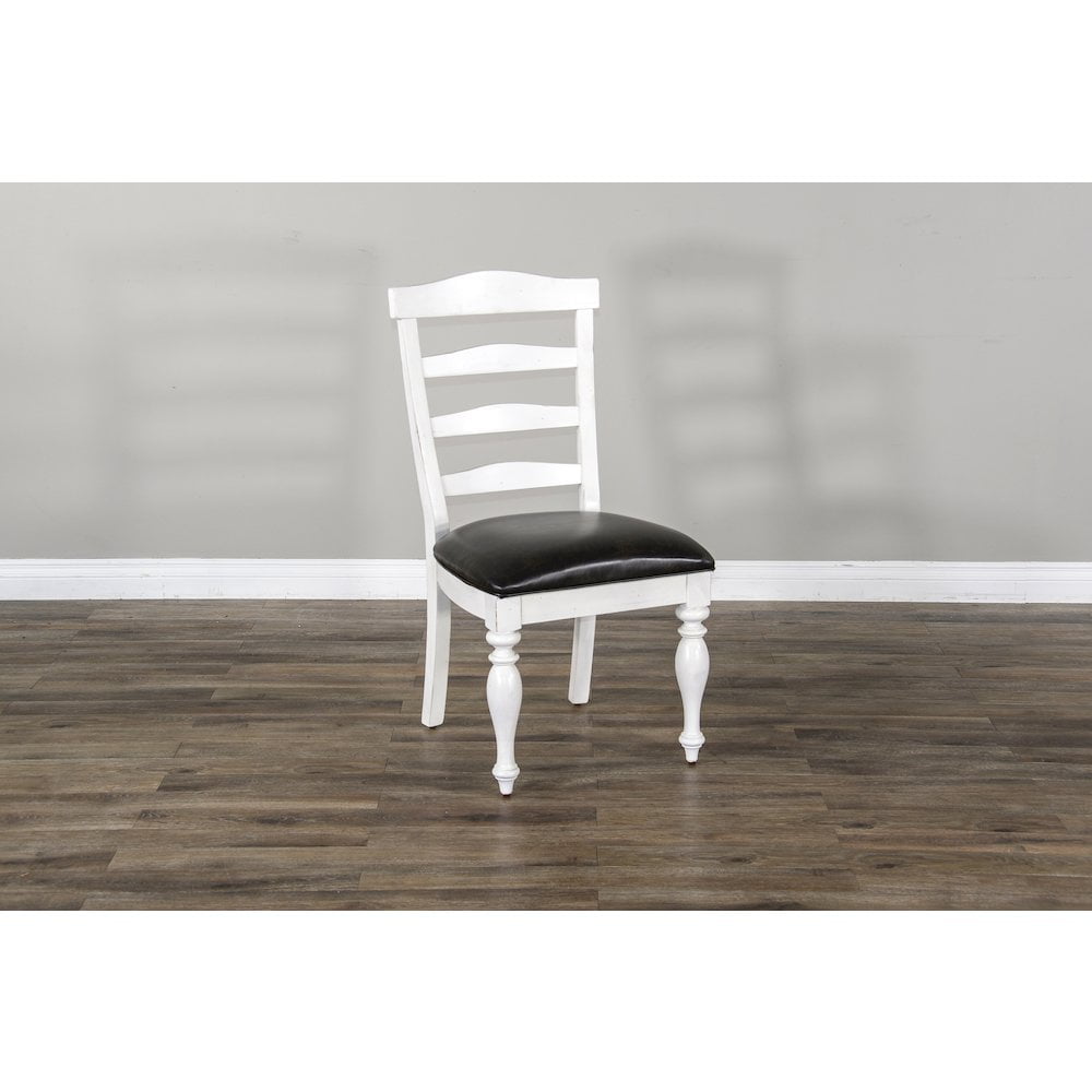 European Cottage Charcoal Gray Ladderback Chair with Cushion