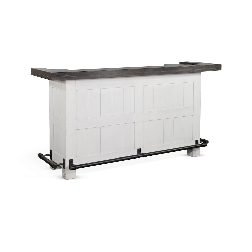 Sunny Designs Carriage House 78" Farmhouse Wood Bar Unit in Dark Brown/White