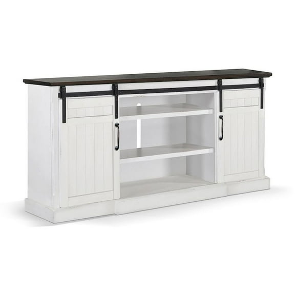 Sunny Designs Carriage House 78" White TV Console with Barn Doors