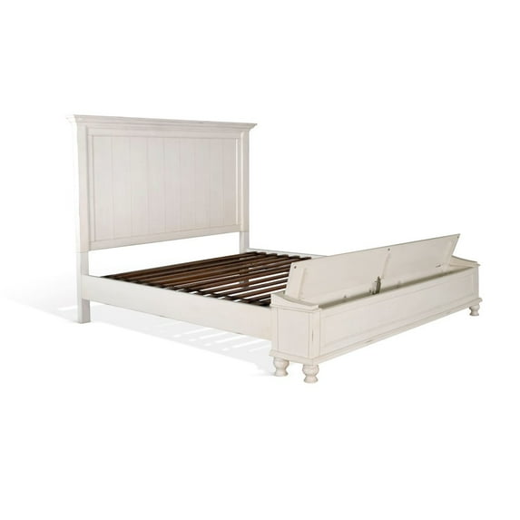 Sunny Designs Carriage House Storage Footboard Eastern King Bed in Off White