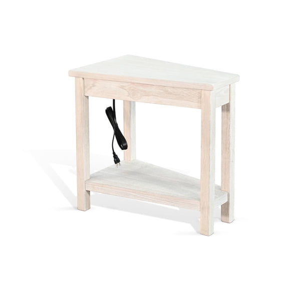 Sunny Designs Chair Side Table with Power Strip in Light Gray Color