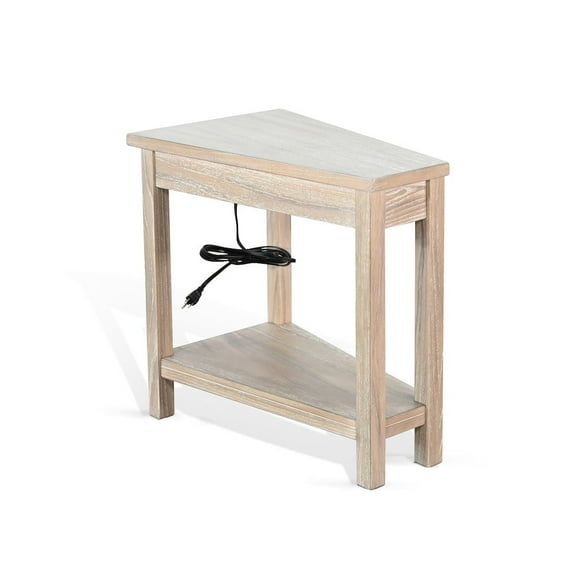 Sunny Designs Chair Side Table with Power Strip in Natural Color