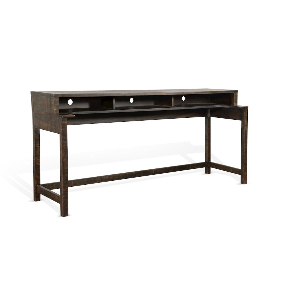Brown Mahogany Rectangular Console Table with Storage and USB Power Pack