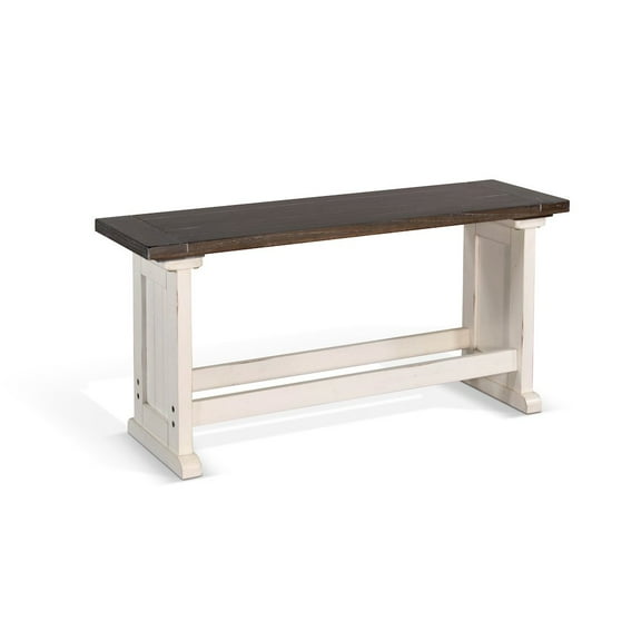 Sunny Designs Counter Wood Side Bench, Cottage White/Europen Dark