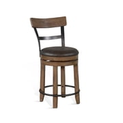 Sunny Designs 24" Doe Valley Wood Swivel Barstool in Taupe Brown Set of 2