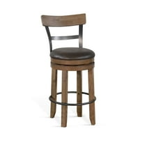 Sunny Designs 30" Doe Valley  Wood Swivel Barstool in Taupe Brown (Set of 2)