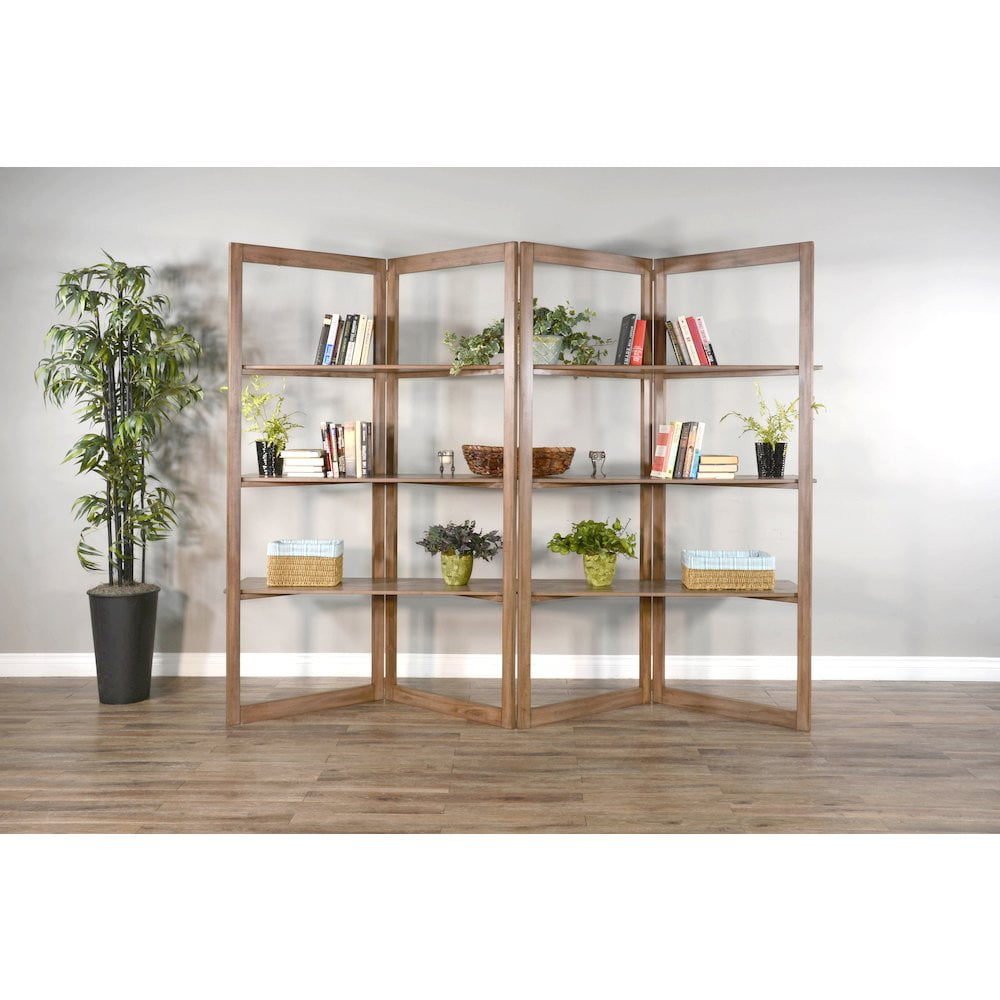 Doe Valley 94.5" Taupe Brown Mahogany Room Divider Bookcase