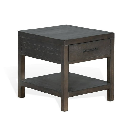 Sunny Designs Dundee 22" Transitional Mindi Wood End Table in Dark Brown