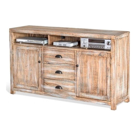 Sunny Designs Durango 60" Solid Wood TV Stand in Weathered Brown