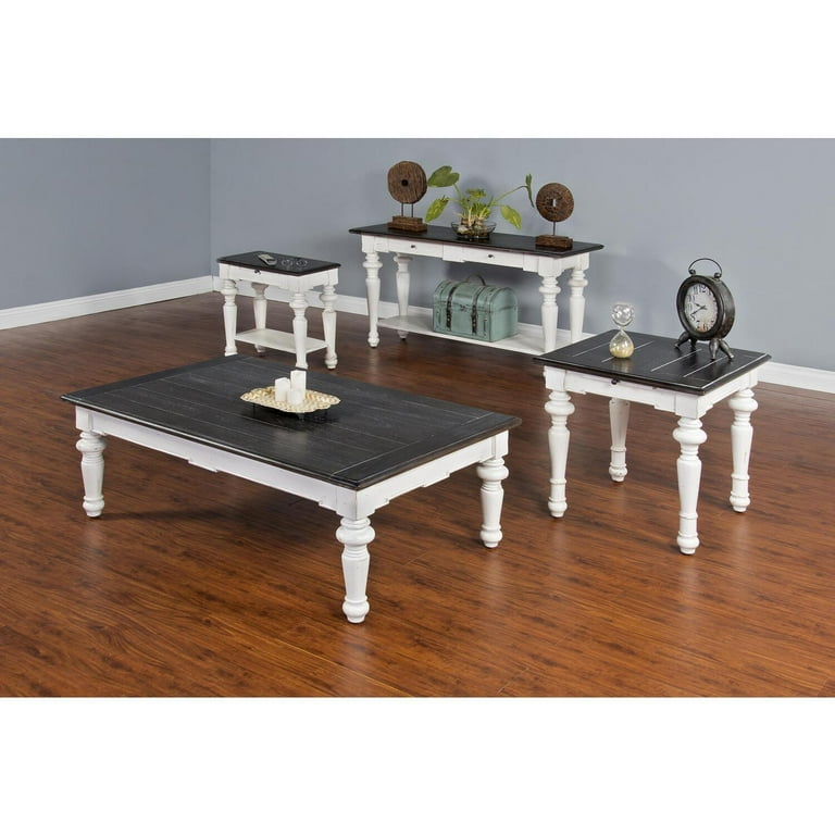 Antique white coffee table clearance with dark wood top