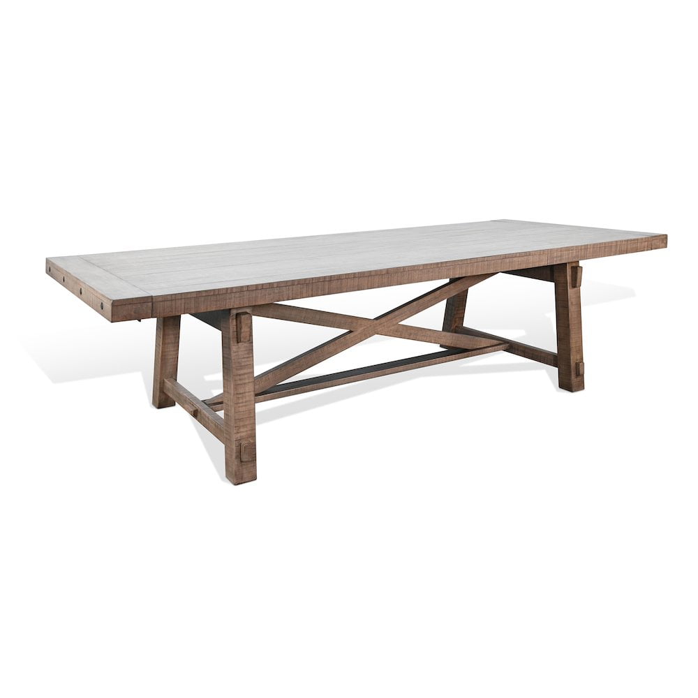 Rustic Light Brown Wood Extendable Farmhouse Dining Table