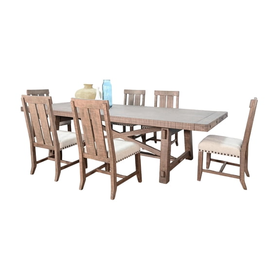 Sunny Designs Farmhouse 7-Piece Wood Extension Dining Set in Desert Rock
