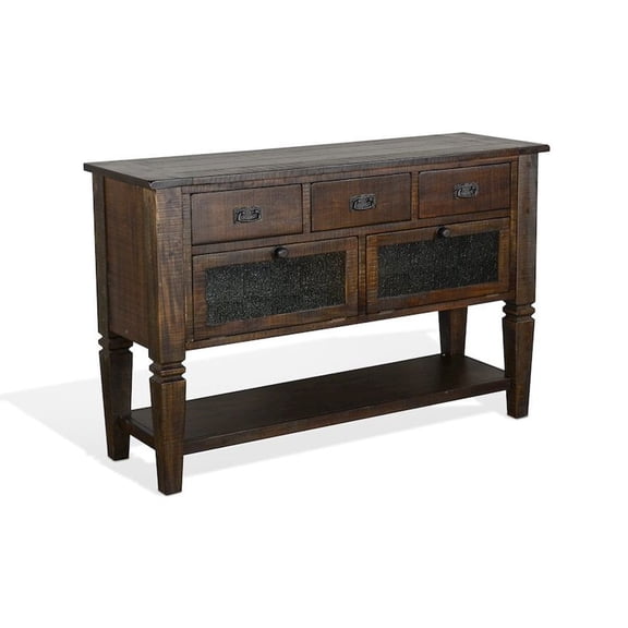 Sunny Designs Homestead 54" Transitional Mahogany Wood Server in Tobacco Leaf