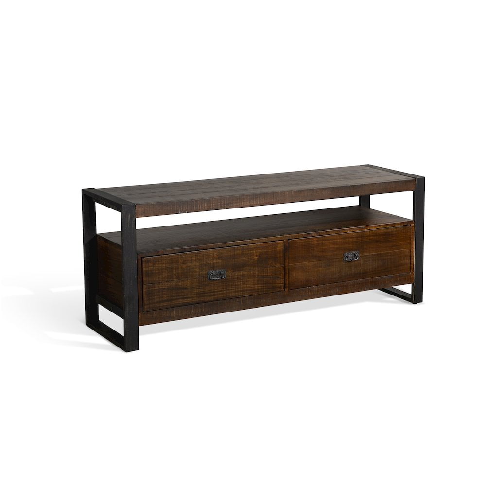 Homestead 64" Brown Mahogany Wood TV Console with Cabinet