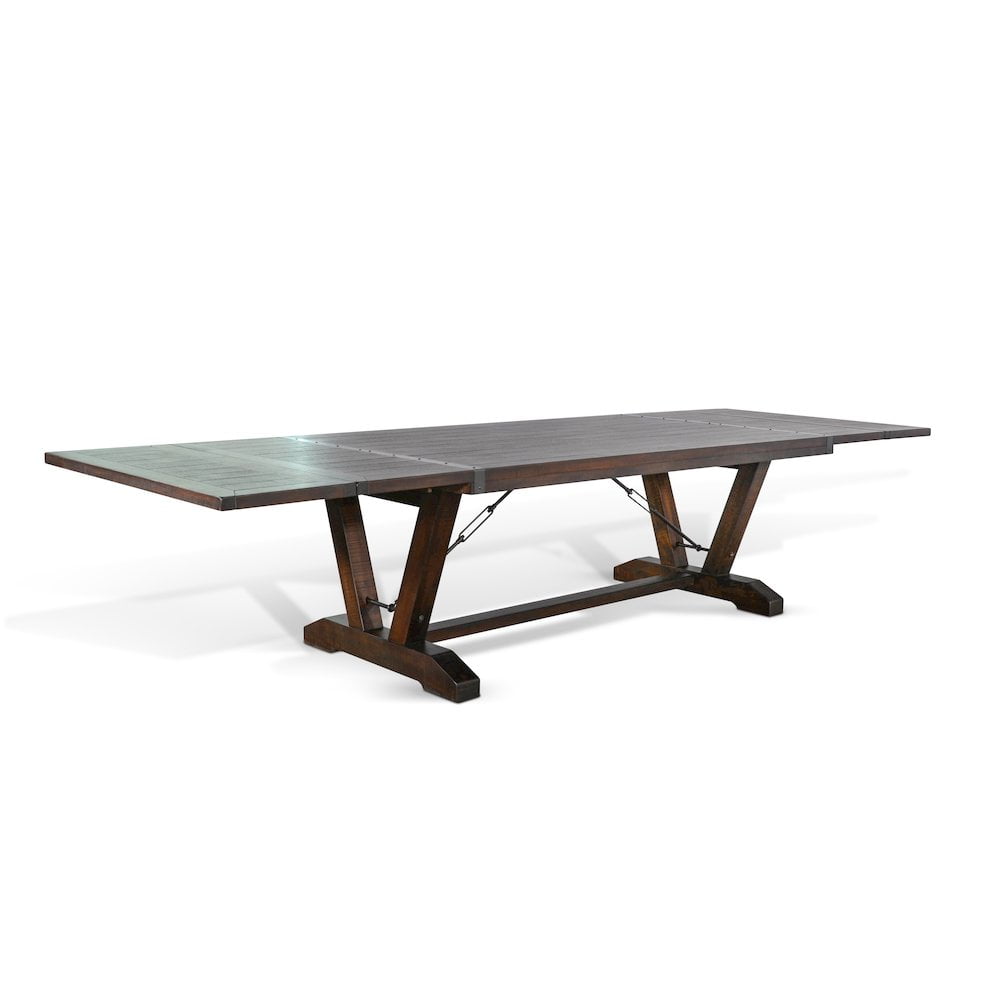Mahogany Brown Extendable Farmhouse Industrial Dining Table