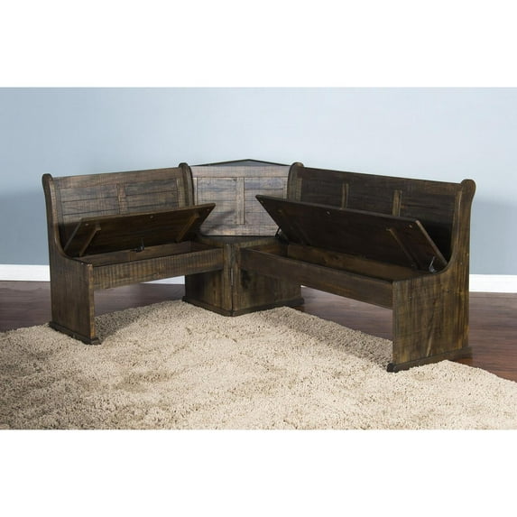 Sunny Designs Homestead Storage & Back Support Bench, Dark Brown