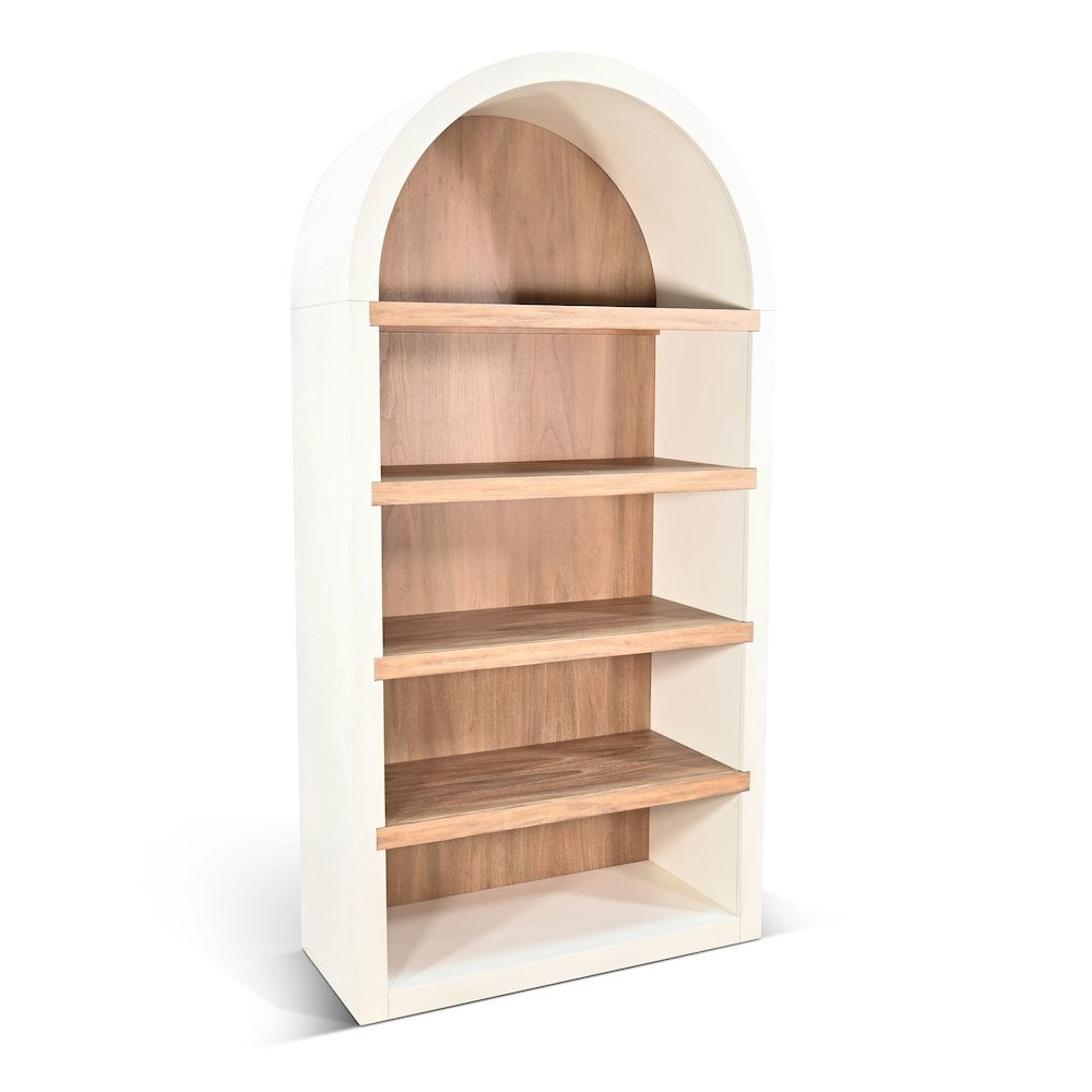 Arched White and Natural Wood 84" Bookcase